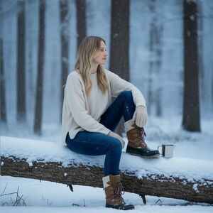 Khombu Women SZ 8 Cozy Tan Tall Suede Snow Duck Boots Lace up Faux Fur